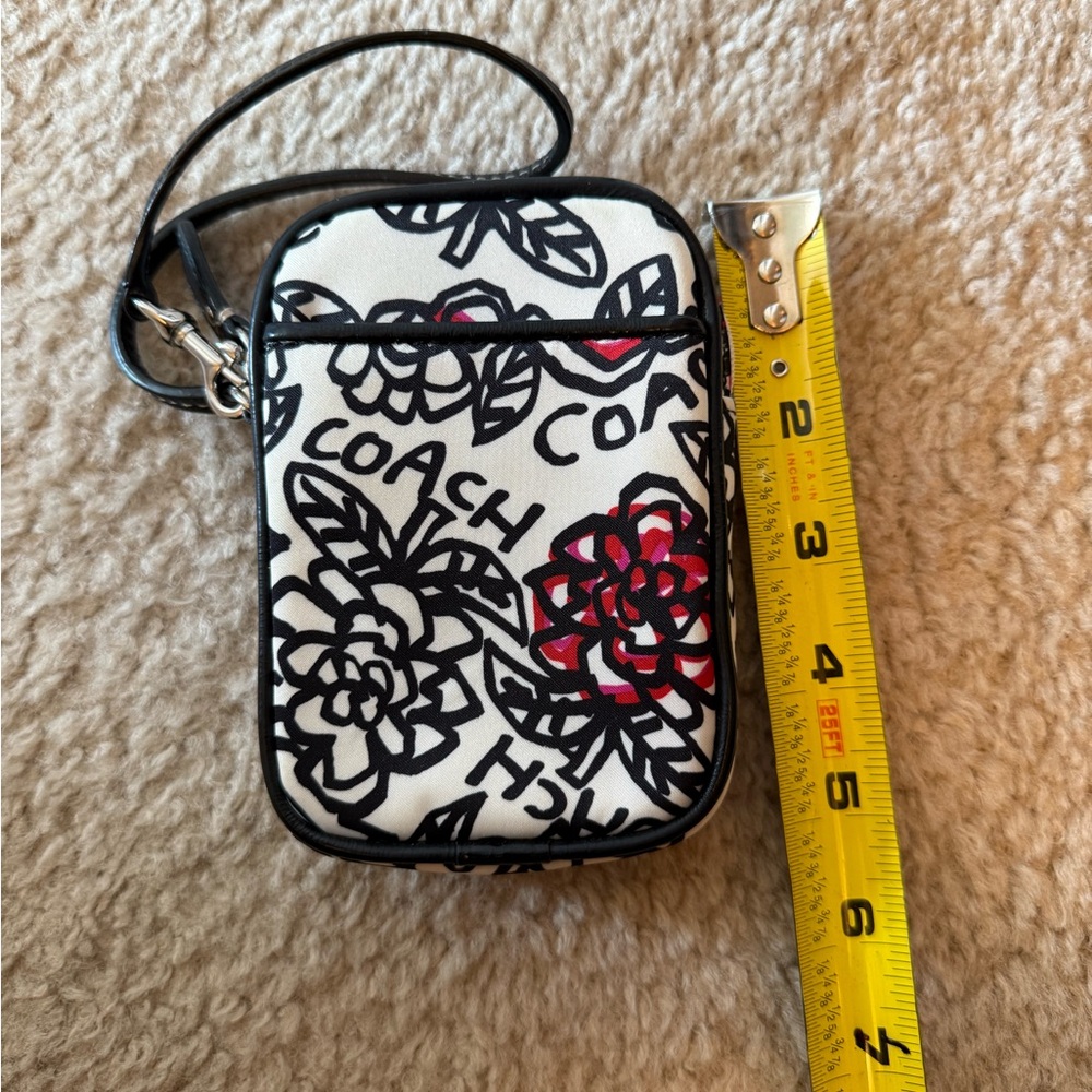 Coach Black and Red Floral Wristlet - Picture 4 of 6